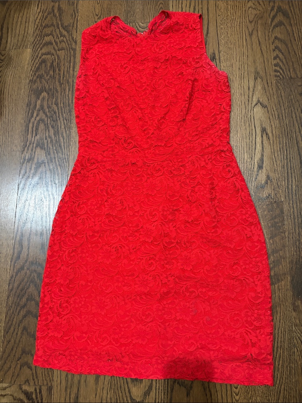 Barneys New York Coop (sz 10) Red Lace Sheath Dress